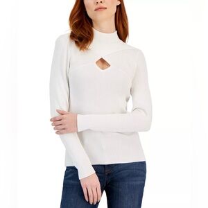 NWT Keyhole Mock Neck Sweater, White